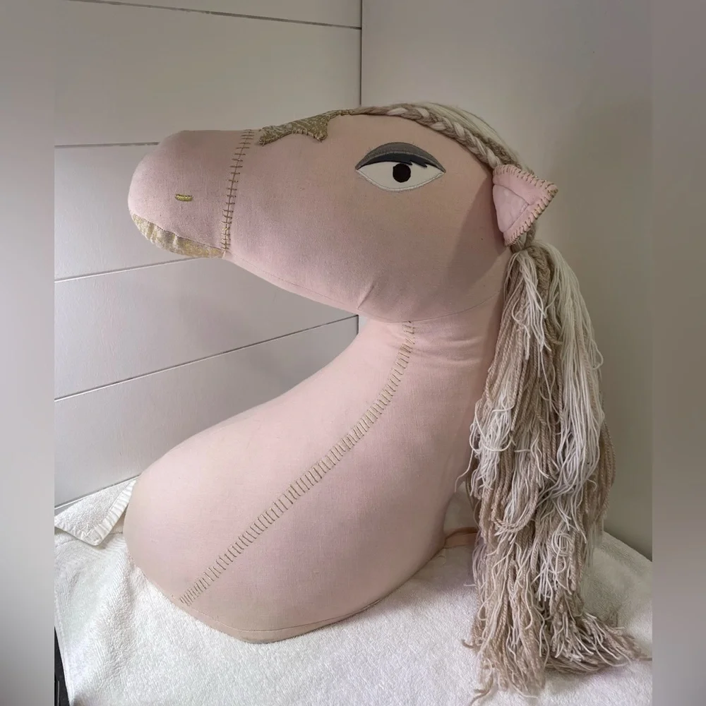 Pottery Barn Kids Rare Large Pink wall-mount horse head.
